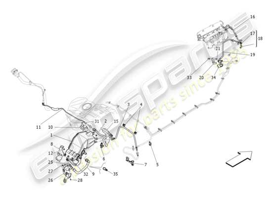 a part diagram from the Maserati Quattroporte M156 (2017 onwards) parts catalogue