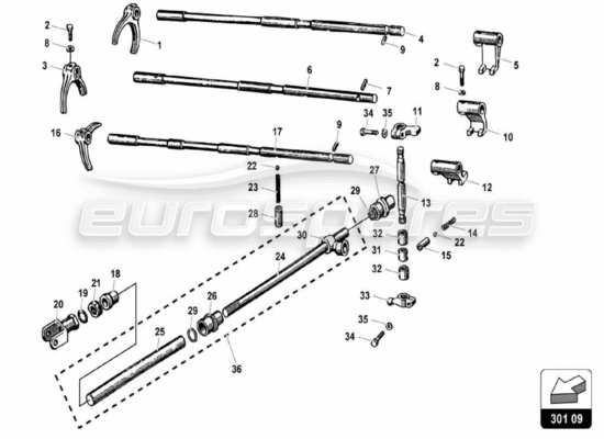 a part diagram from the Lamborghini Miura parts catalogue