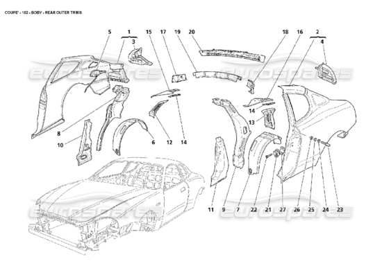 a part diagram from the maserati 4200 coupe (2002) parts catalogue
