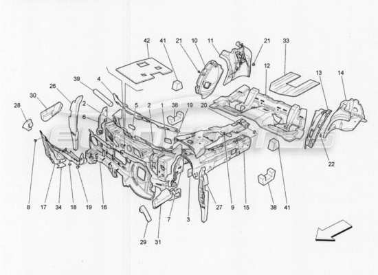 a part diagram from the maserati qtp. v8 3.8 530bhp 2014 auto parts catalogue