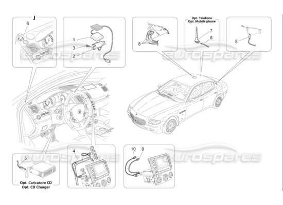 a part diagram from the maserati qtp. (2008) 4.2 auto parts catalogue