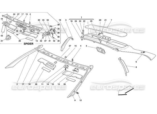 a part diagram from the ferrari 355 (5.2 motronic) parts catalogue
