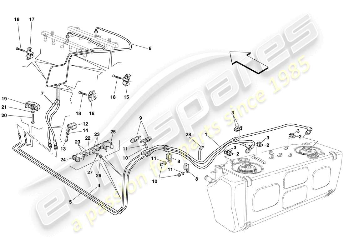 ferrari 612 scaglietti (rhd) fuel system parts diagram