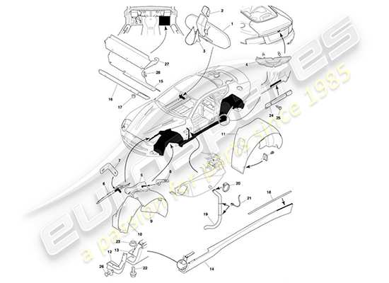 a part diagram from the aston martin vanquish (2001) parts catalogue