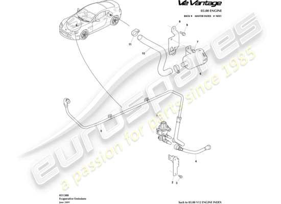 a part diagram from the aston martin v12 vantage (2011) parts catalogue