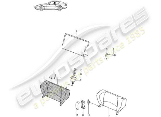 a part diagram from the porsche seat 944/968/911/928 (1992) parts catalogue