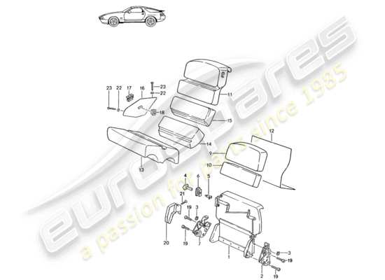 a part diagram from the porsche seat 944/968/911/928 (1988) parts catalogue