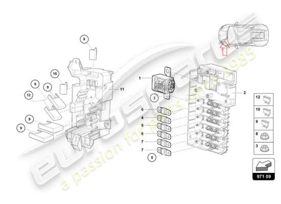 a part diagram from the lamborghini lp610-4 coupe (2017) parts catalogue
