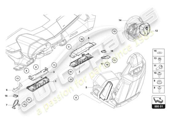 a part diagram from the lamborghini lp740-4 s coupe (2018) parts catalogue