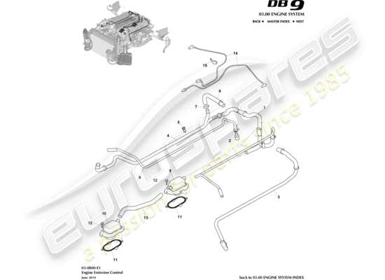a part diagram from the aston martin db9 (2016) parts catalogue