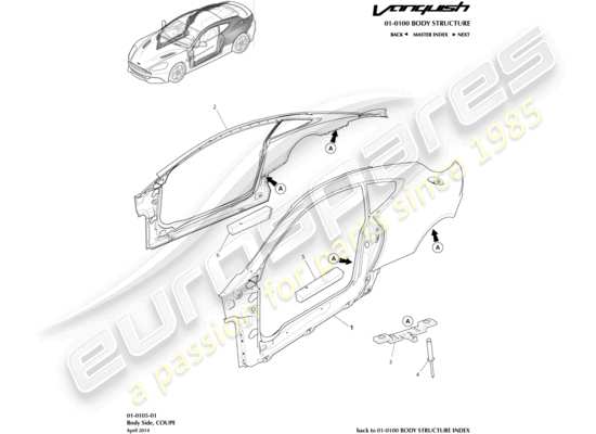 a part diagram from the aston martin vanquish (2017) parts catalogue
