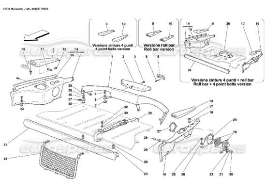 a part diagram from the ferrari 575m maranello parts catalogue