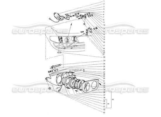 a part diagram from the ferrari 365 gtb4 daytona (coachwork) parts catalogue