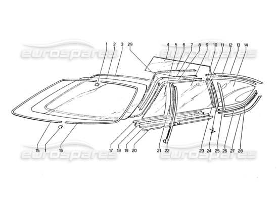 a part diagram from the lamborghini urraco p250 / p250s parts catalogue