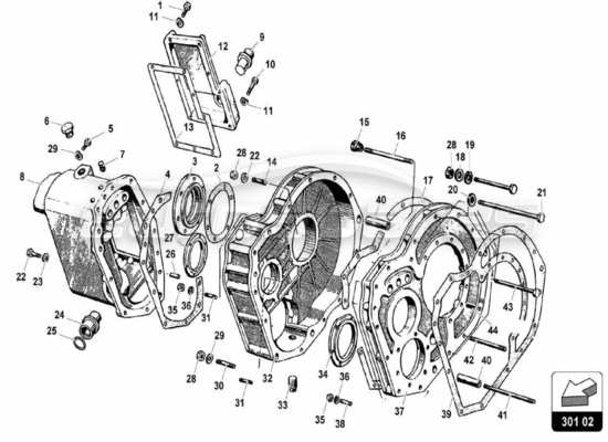 a part diagram from the lamborghini miura p400 parts catalogue