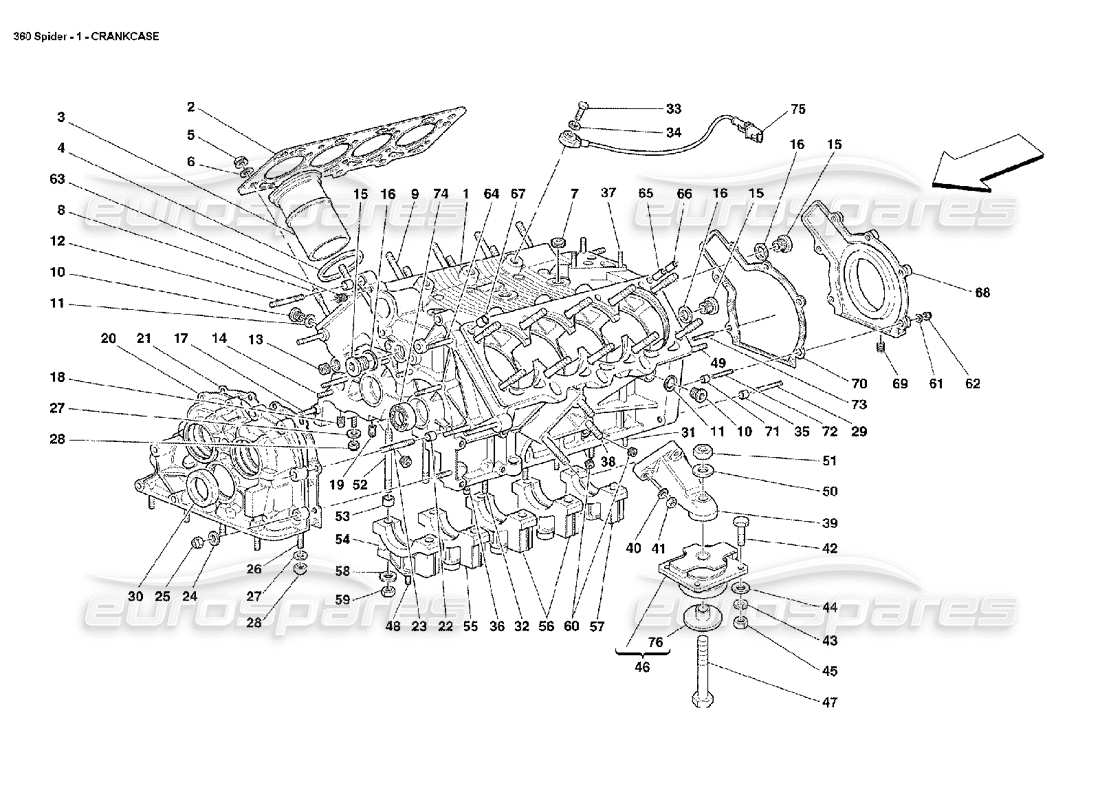 ferrari 360 spider crankcase parts diagram