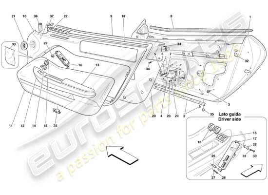 a part diagram from the ferrari 599 gtb fiorano (rhd) parts catalogue