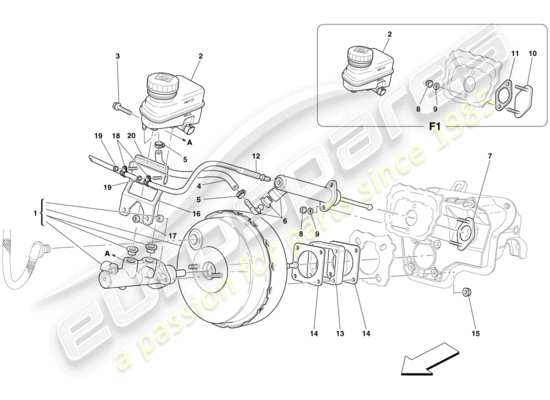 a part diagram from the ferrari 599 gtb fiorano (europe) parts catalogue