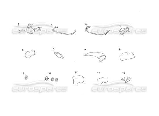 a part diagram from the ferrari 250 gt (coachwork) parts catalogue