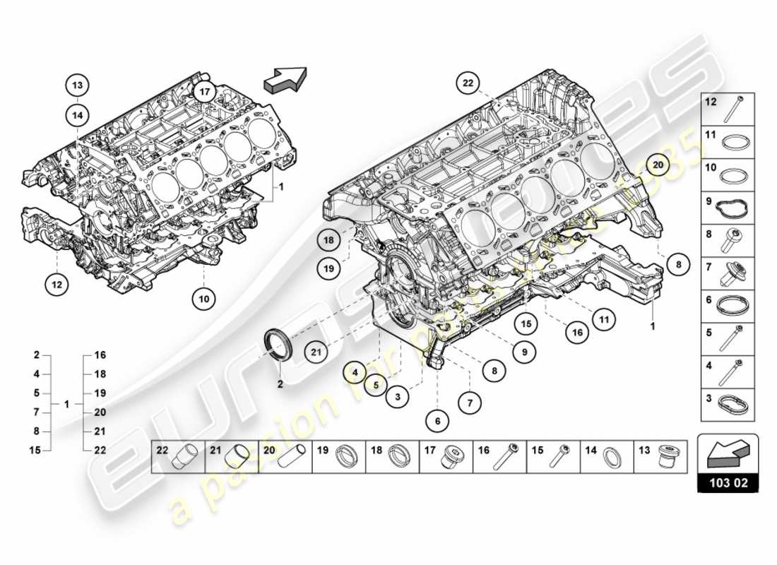 lamborghini lp610-4 spyder (2017) engine block parts diagram