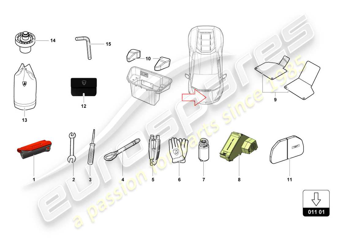 lamborghini lp610-4 spyder (2017) vehicle tools parts diagram