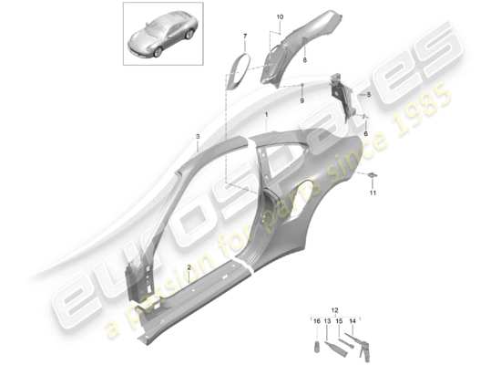 a part diagram from the porsche 991 turbo (2018) parts catalogue
