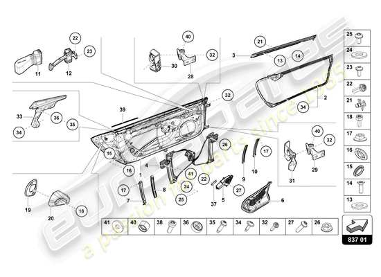 a part diagram from the lamborghini evo coupe 2wd (2022) parts catalogue