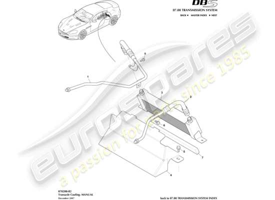 a part diagram from the aston martin dbs (2011) parts catalogue