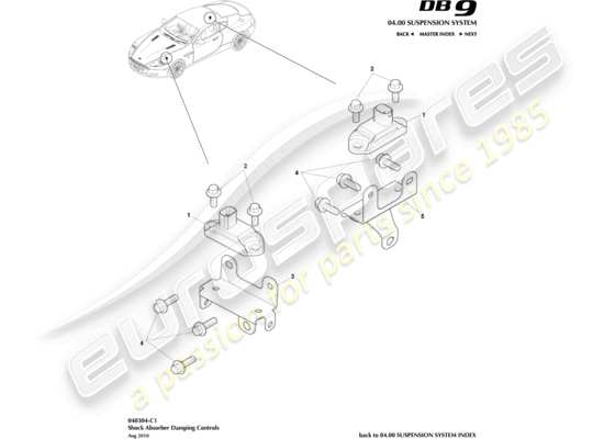a part diagram from the aston martin db9 (2006) parts catalogue