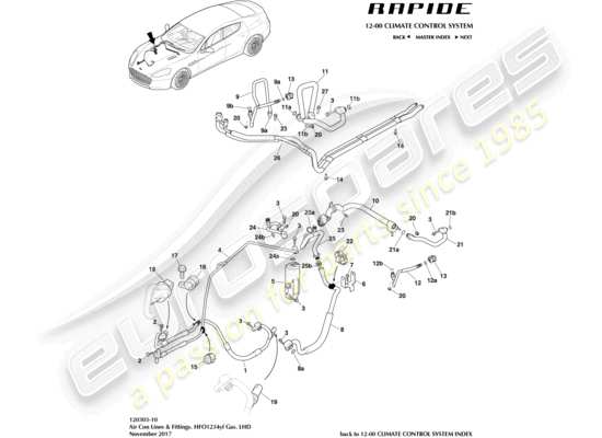 a part diagram from the aston martin rapide (2016) parts catalogue