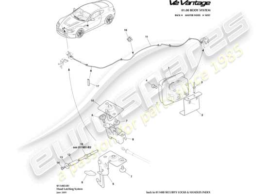 a part diagram from the aston martin v12 vantage (2012) parts catalogue