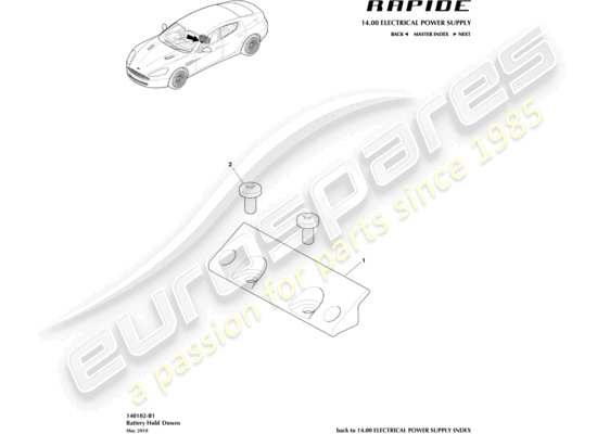 a part diagram from the aston martin rapide (2011) parts catalogue